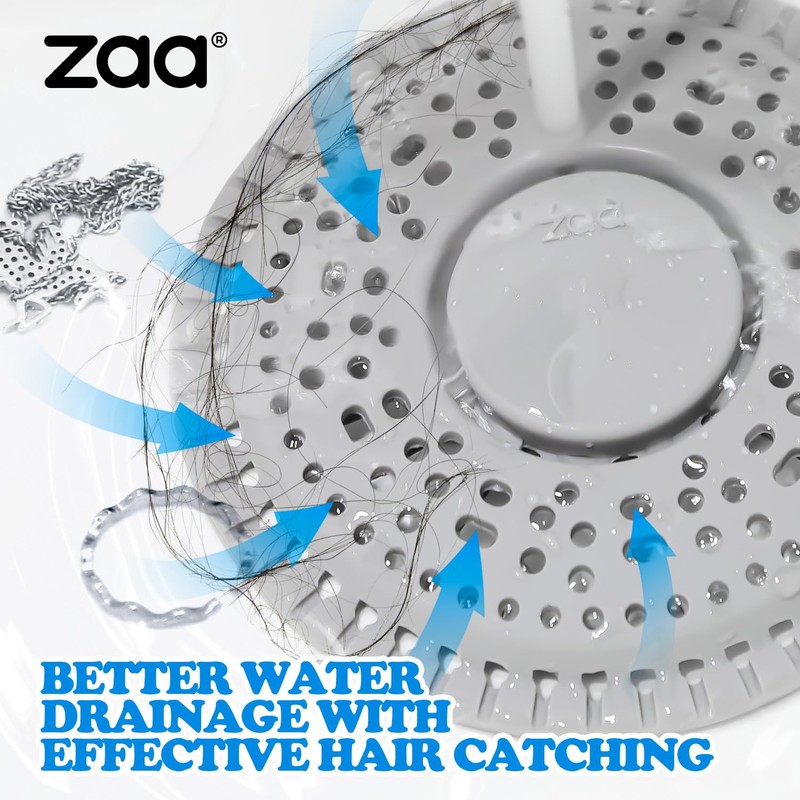 zaa Shower Drain Hair Catcher, Premium Silicone Drain Protector &