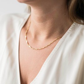 MATERIA by Matthias Wagner Elegant Singapore Chain 925 Silver for Women Gold-Plated 40-70 cm, Sterling Silver