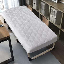 Cot Mattress Pad Waterproof, Quilted Cot Size Mattress Pads Protector Cover 30" X 75" Fitted for Narrow Twin/Camp Bunk/Rvs Bunk/Guest Beds, Soft Breathable Microfiber Topper, White (Cover Only)