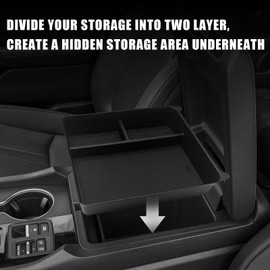 Muslogy Center Console Organizer Compatible with 2023 2024 2025 Honda Pilot Accessories, 2024 2025 Ridgeline/2024-2026 Passport Center Console Storage Box Divider Inserts Interior ABS Material(Black)