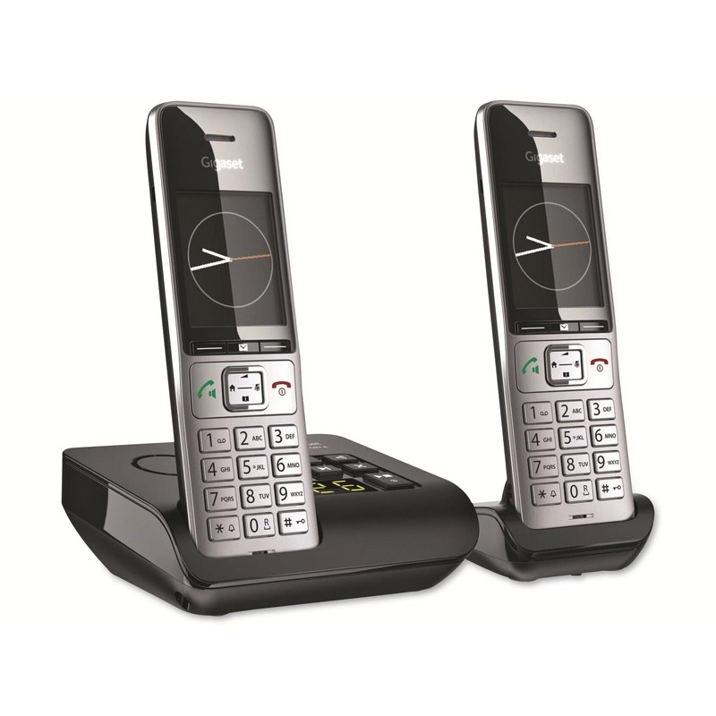 Gigaset Comfort 500A Duo Analogue Telephone, Silver/Black, 2 Handsets
