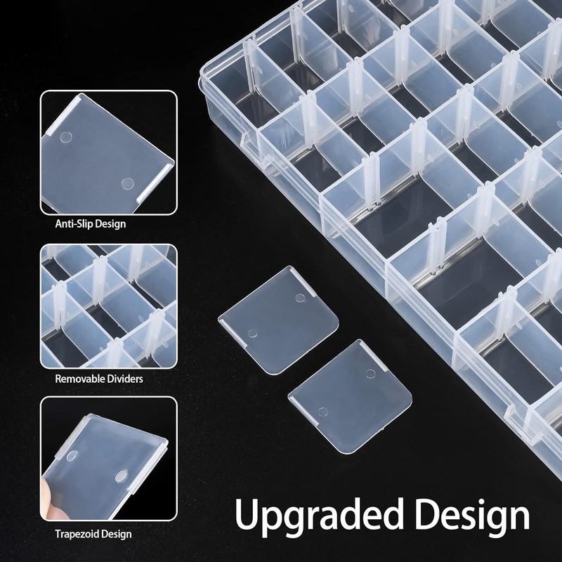 LAifu 2PCS Plastic Stackable Organizer Container with Adjustable Dividers, Snack