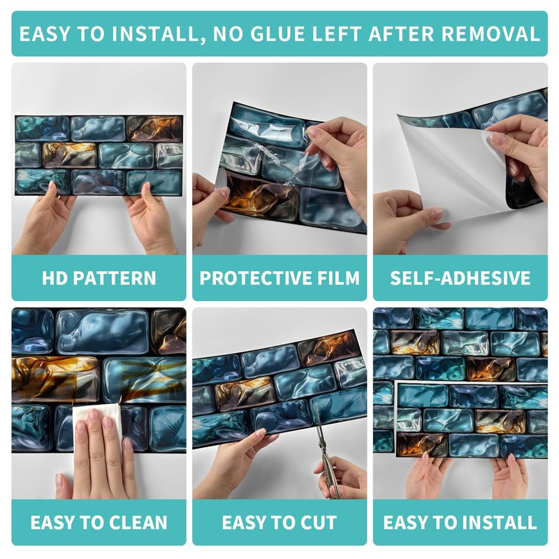 TUOKING 24-Pack Peel and Stick Wall Stickers Waterproof PVC Wallpaper