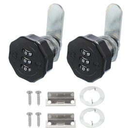 PATIKIL Combination Cam Lock 2 Pcs Zinc Alloy Keyless 3-Digit Password File Cabinet Lock 13/16" Cylinder Chrome Finish Security Lock with Screw for Drawer Cupboard Black