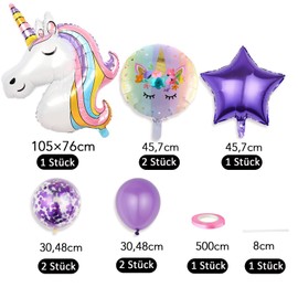 Catelves Pack of 8 Unicorn Balloons Helium Foil Balloons Unicorn Foil Balloons Decoration Children's Birthday Unicorn Birthday Decoration Girls for Girls Boys Children's Birthday Party Wedding Party