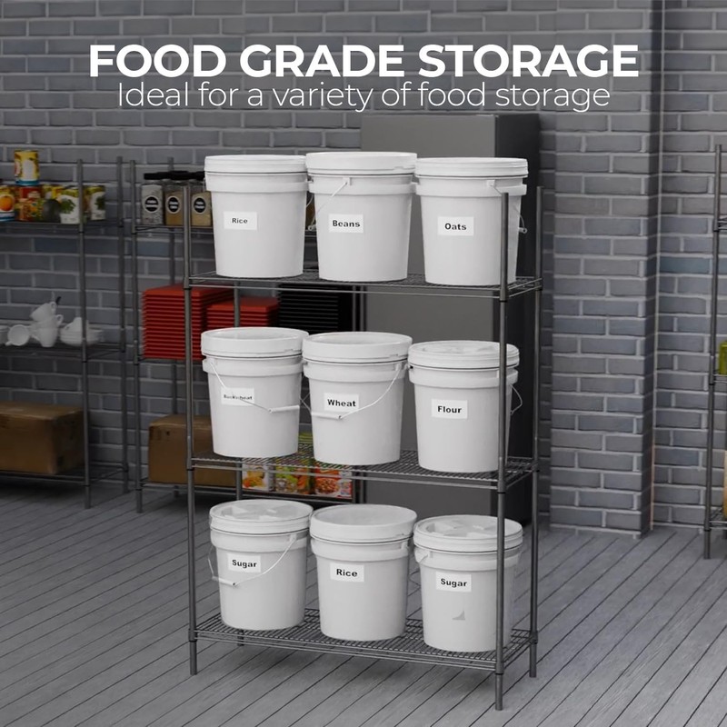 5-Gallon White Bucket Pail Container with Lid | Food Grade