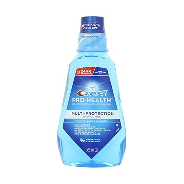 Crest Pro-Health 1 Liter Multi-Protection Refreshing Mouthwash, Clean Mint, 2.1875 Pound