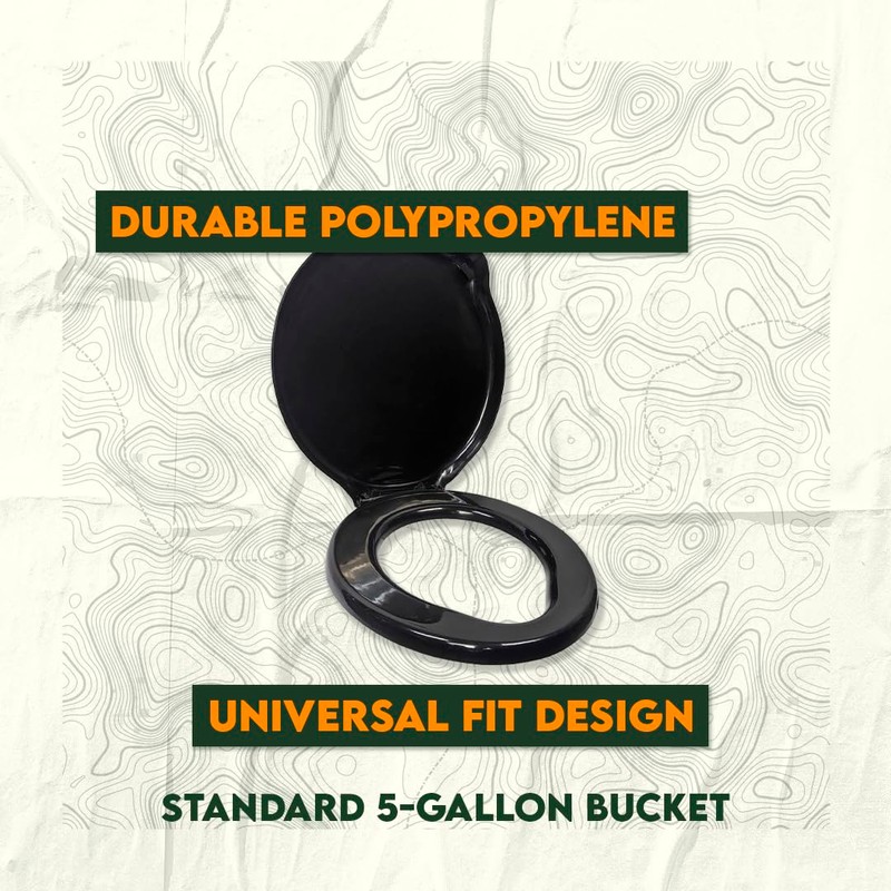 SE Portable Black Plastic Toilet Seat Lids, Fits a 5