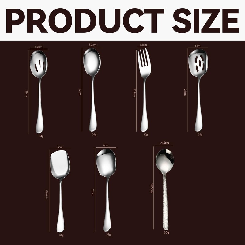 Yuiturt Serving Spoons Set, 7 Pieces Stainless Steel Serving Utensils,