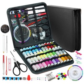 JUNING Sewing Kit with Case 168pcs Portable Sewing Accessories and Supplies for Home Traveler, Adults, Beginner, Emergency, Kids Contains Thread, Scissors, Needles, Measuring Tape