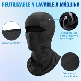KIKIGOAL Pasamontañas Solar Transpirable, Braga Cuello de Invierno, Balaclava Sola Protección UV, a contra Los Rayos, para Moto Transpirable y Prueba de Viento, Camping y Senderismo Hombre Mujer