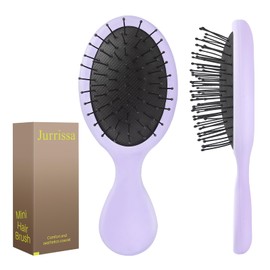 Jurrissa Mini Hair Bursh for Women,girls-Protable Travel Size Hair Brush for Pockets,Purse,backpack-Mini Detangler Brush for All Hair Types,Small Hair Brush for Detangling(1 Pack-Purple)