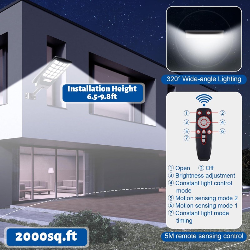 Retisee 6 Pack Solar Street Lights Outdoor 320° Wide Angle