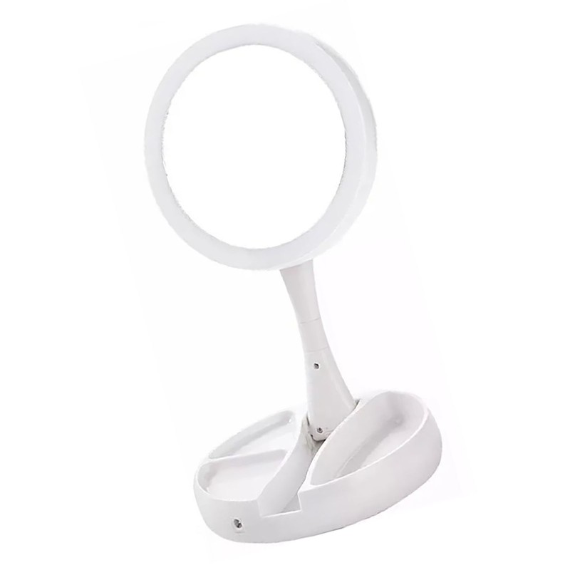 Foldable Makeup Mirror Round Vanity Mirror With LED Light 10X