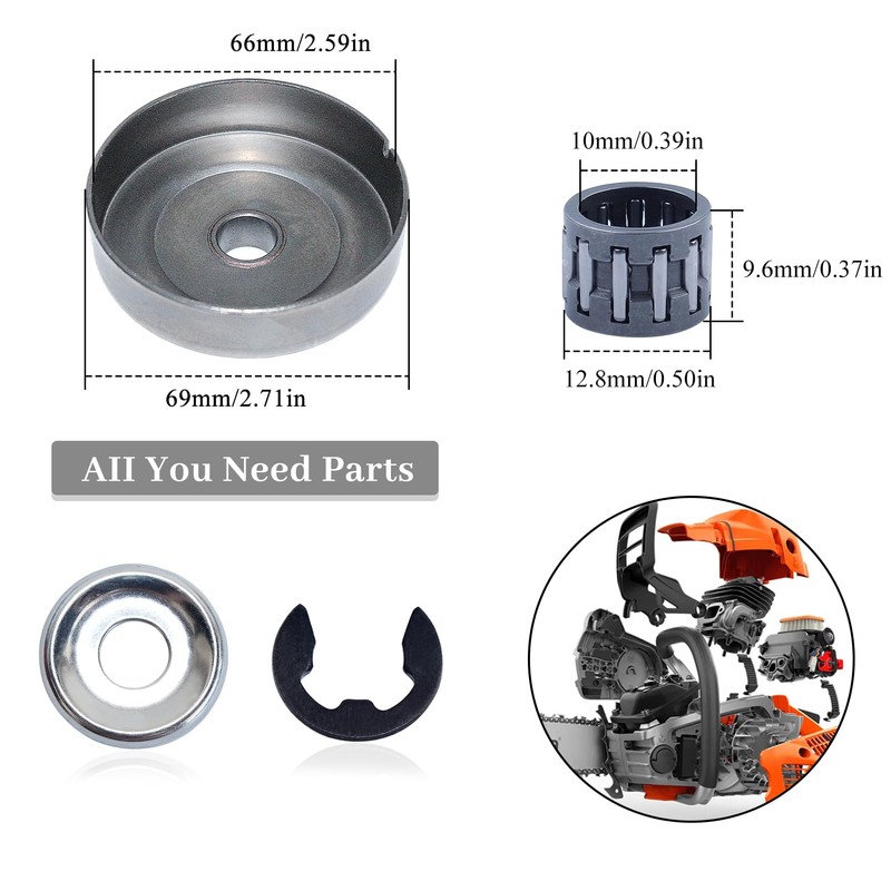 3/8" 6T Clutch Drum Sprocket Washer E-Clip Kit Fit STIHL