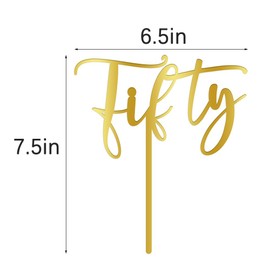 AROKIPPRY - Decoración acrílica para tartas de 50 cumpleaños, cincuenta decoraciones para tartas, saludos a 50 años, suministros para decoración de fiesta de cumpleaños 50 aniversario/50