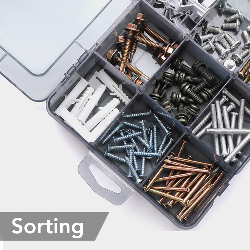 Multi Compartment Parts Box Removable Divider Transparent Plastic 18 Grids