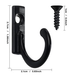 Umichen Wall Mounted Single Hook Robe Hooks Metal Coat Hooks and Screws for Hanging Key Jewelry Cup Cloth Bag Cap,20 Pieces(Black)