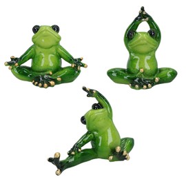AB Tools Yoga Frogs Toad Zen Ornament Statue Meditating Garden House Decor Set Of 3