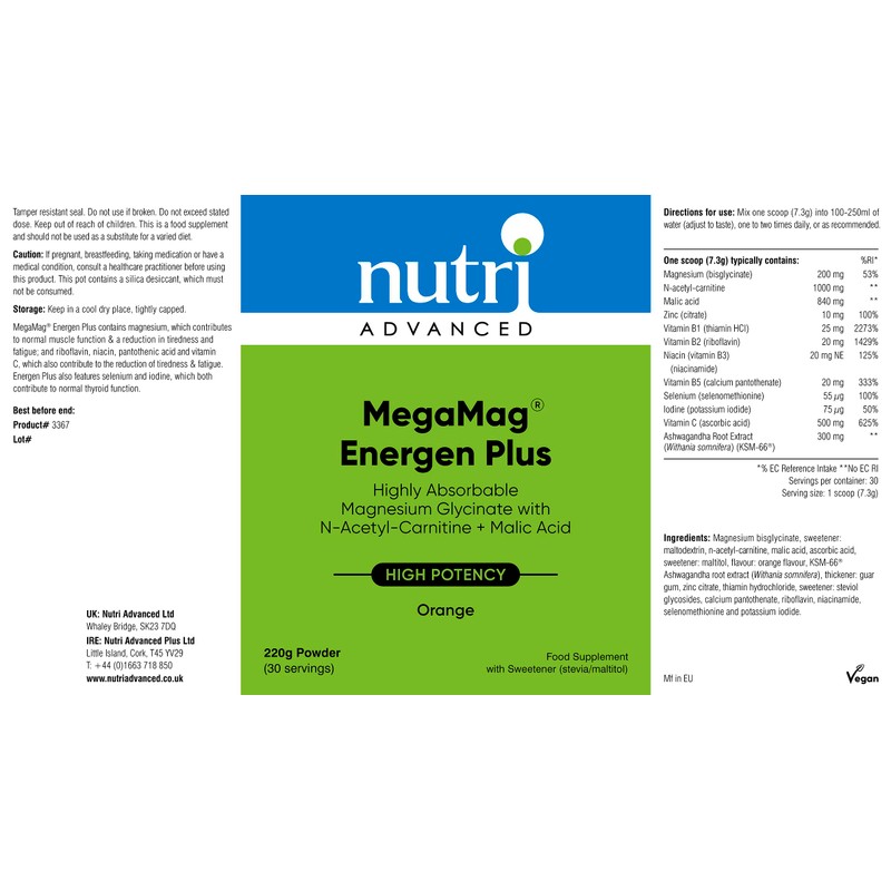 Nutri Advanced Nutri Advanced MegaMag Energen Plus Magnesium Glycinate Powder