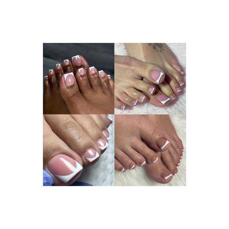 60 Uñas Postizas - French Tip Blancas Para Manos Y