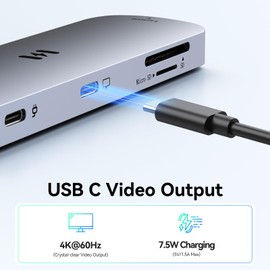 USB C Docking Station Dual Monitor, Selore 8-in-1 USB C Hub with 4K USB C Video Output and HDMI, 100W Power Delivery, 5Gbps Data Transfer, SD/TF Card Reader, Laptop Docking Station for MacBook,Windows