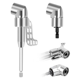105° Angle Wrench Attachment Adapter, 2 Pieces Drill Hex Shank (Long and Short Models), 1/4 Inch Hex Shank Angle Gear for Garage Construction Workers