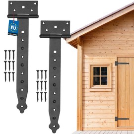 Kotarbau Pack of 2 Cross Hinges, 100-400 mm, Shutter Hinges, Gate Hinges, Door Hinges, Throw Hinges, Hardware, Garden Gate Hinges, Garden Gate Latch, Powder Coated, black