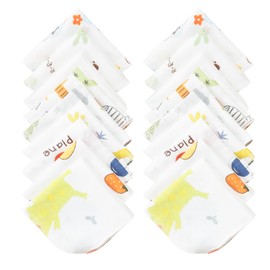 HOOMCOOM Gauze Handkerchief, Baby Double Gauze, 100% Cotton, Named, Cute, For Nursery School, 7.9 x 7.9 inches (20 x 20 cm), Set of 18