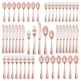 30 Pcs Rose Gold Silverware Set Service for 6, Premium Stainless Steel Flatware Set, Cutlery Utensil Set, Durable Home Kitchen Eating Tableware Set, Include Fork Knife Spoon Set, Dishwasher Safe