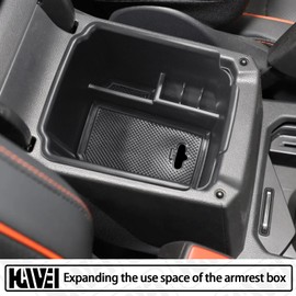 HGWEI Center Console Organizer Compatible with VW Tiguan 2018 2019 2020 2021 2022 2023 2024 And Volkswagen Taos 2022-2025, ABS Insert Tray Armrest Storage Box Interior Accessories, Black