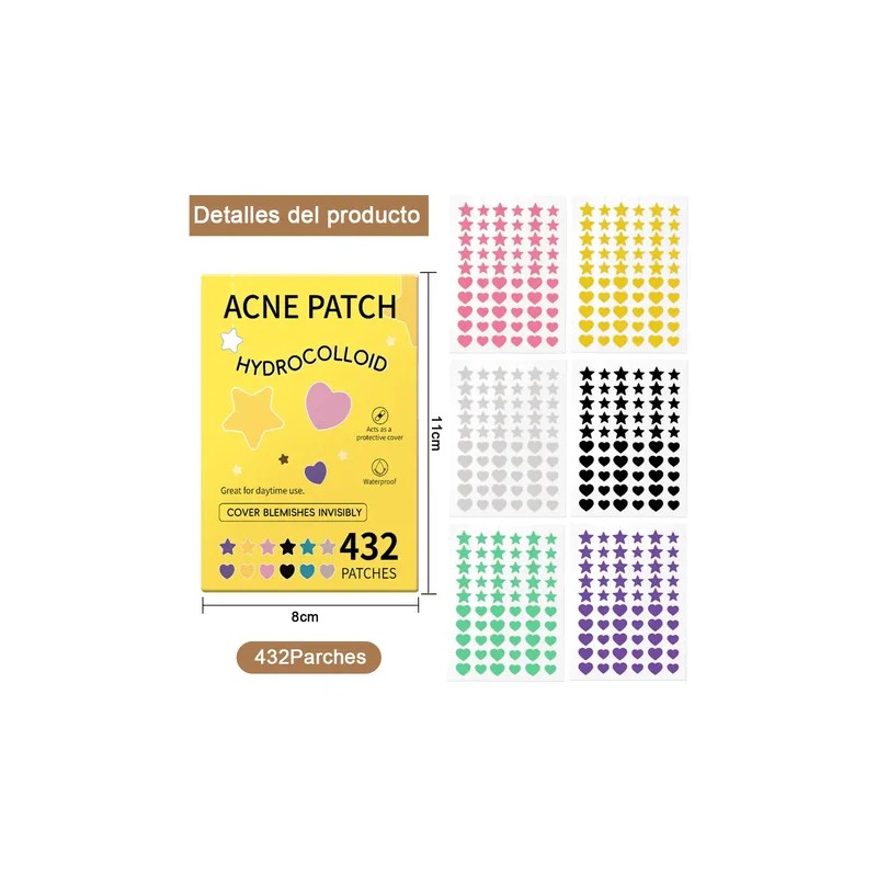 432pzs Parches Estrella Star Anti Acne Espinillas Granos