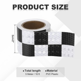 MECCANIXITY Reflective Tape, 2 Inch x 16 ft Self-Adhesive Trailer Reflector Tape Warning Safety Sticker Night Reflectors for Cars Trucks, Black White