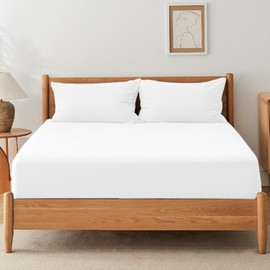 SSW HOMES Fitted Sheet Extra Deep 40cm, Brushed Microfiber Breathable Durable Soft Hypoallergenic Fitted Bed Sheet Shrinkage and Fade Resistant (White, Double)