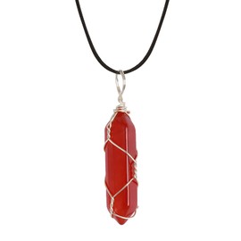 Frodete 14K Gold Plated Carnelian Necklace for Women,Carnelian Stone Crystal Pendant Red Agate Necklace for Women Carnelian Crystal Necklace Gift Gold Necklaces for Women (silver)