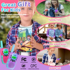 Vvinca Rechargeable Walkie Talkies for Kids, Christmas Toys for Kids 3-5 6-12 Girl Boy Long Range 22 Channels 2 Way Kids Walkie Talkie with Flashlight for Camping Hiking Indoor Outdoor Birthday Gifts