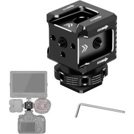 Universal Triple Cold & Hot Shoe Mount Adapter w/1/4" Threads for Flash Mic Monitor/Camera