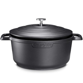 INSETFY Nonstick Dutch Oven Pot with Lid-5 QT Cast Aluminum Oven Pot with Two Handles Lightweight for Bread Baking Braising and Roasting(Black)