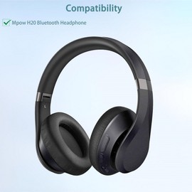 H20 Ear Pads, HAIZEEN Ear Pads Compatible with Mpow H20 H 20 Bluetooth Headphones Ear Pads Replacement Cushion (Protein Leather/Memory Foam)