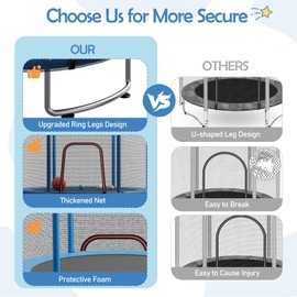 60" Kids Trampoline with Safety Net – 440lbs Capacity, Upgraded Rust-Proof Ring Legs, Adjustable Gymnastics Bar & Toys – Indoor Outdoor Toddler Trampoline for Boys & Girls Ages 1-8 (Blue)