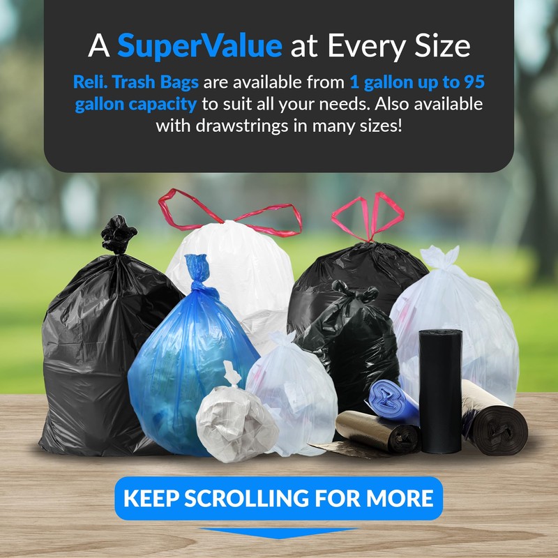 Reli. 95 Gallon Trash Bags Heavy Duty | 30 Trash