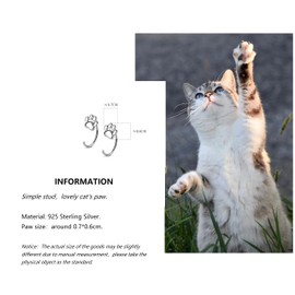 Bellitia Jewelry Paw Cat Earrings 925 Sterling Silver Girls Stud Earrings Set Jewellery Gift for Women, Sterling Silver