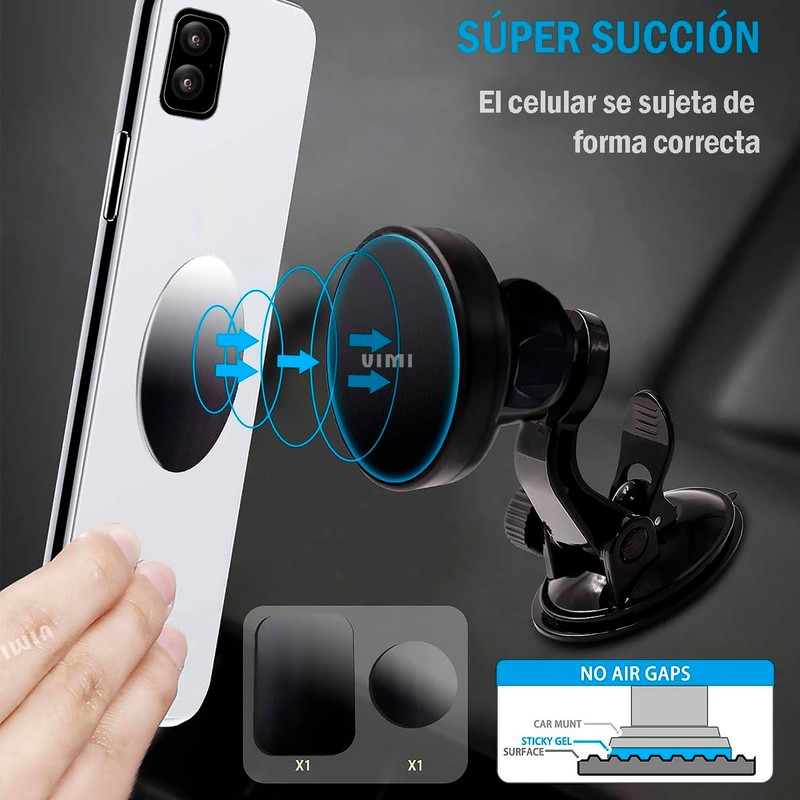 Vimi Soporte Chupon Base para Celular 360 Iman Magnetico Coche