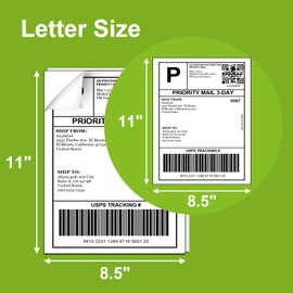 Anylabel 8.5" x 11" Full Sheet Label Sticker for Laser & Inkjet Printer - 1 Per Page Shipping Labels for Packages Permanent Adhesive Easy Peel, Full Page Shipping Labels (100 Sheets, 100 Labels)