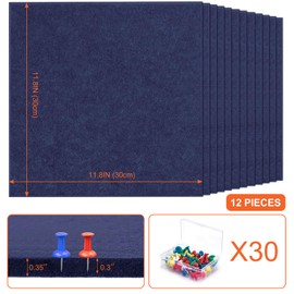 Cork Boards for Walls 48" x 36" Felt Board Alternative, 12 Pack Felt Wall Tiles Bulletin Board, Large Cork Board for Office Pin Board Tack Board Cork Boards