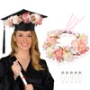 Zeyune Pink Flower Crown Graduation Hat Decoration Adjustable Flower Headbands