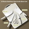 Knife Set, Kitchen Knife Set with Block, 6 Pieces Professional