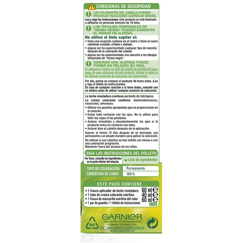 Garnier Nutrisse Creme Coloración Permanente Con Mascarilla Nutritiva De Cuatro