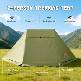 TGpao Portable Trekking Pole Tent for Camping,2 Person Backpacking Shelter
