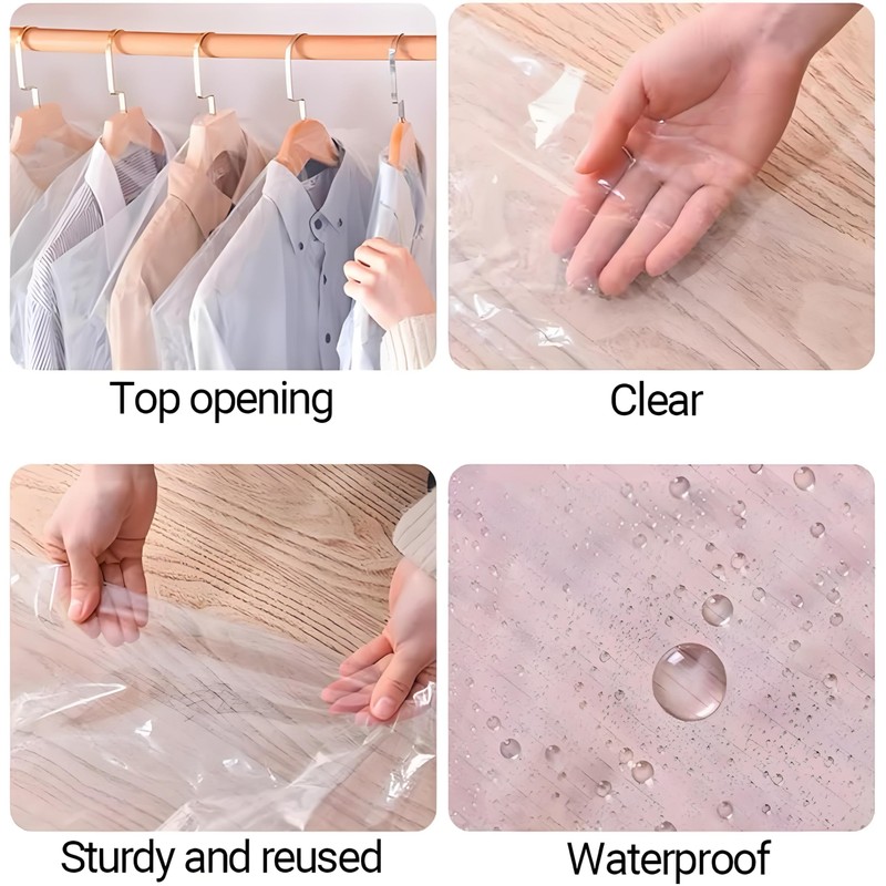 12 Pack Plastic Clothes Covers, 60 * 90cm Clear Clothes